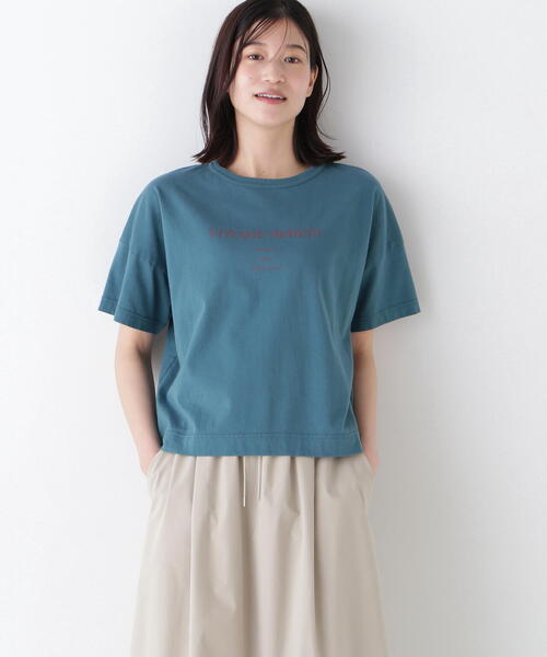 human woman（ヒューマンウーマン）の「◆メッセージロゴＴシャツ（Tシャツ/カットソー・レディース・カーキ/ホワイト/グリーン・MEDIUM）」の2枚目の写真