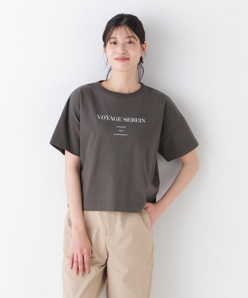 human woman（ヒューマンウーマン）の「◆メッセージロゴＴシャツ（Tシャツ/カットソー・レディース・カーキ/ホワイト/グリーン・MEDIUM）」の12枚目の写真
