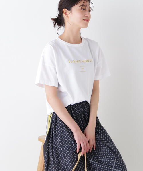human woman（ヒューマンウーマン）の「◆メッセージロゴＴシャツ（Tシャツ/カットソー・レディース・カーキ/ホワイト/グリーン・MEDIUM）」の4枚目の写真
