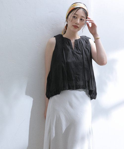 La TOTALITE(ラトータリテ)の「【洗える】ne Quittez pas/ヌキテパ BALLOON TOP(シャツ/ブラウス・レディース・ホワイト/ブラック・FREE)」の4枚目の写真