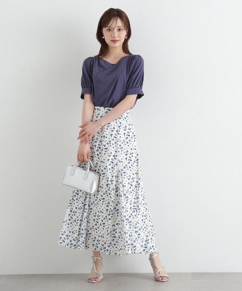 PROPORTION BODY DRESSING（プロポーションボディドレッシング）の「小花柄マチフレアスカート（スカート・レディース・ネイビー/ホワイト・MEDIUM/SMALL/P/S）」の5枚目の写真