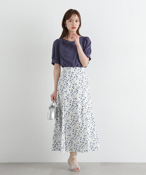 PROPORTION BODY DRESSING（プロポーションボディドレッシング）の「小花柄マチフレアスカート（スカート・レディース・ネイビー/ホワイト・MEDIUM/SMALL/P/S）」の6枚目の写真