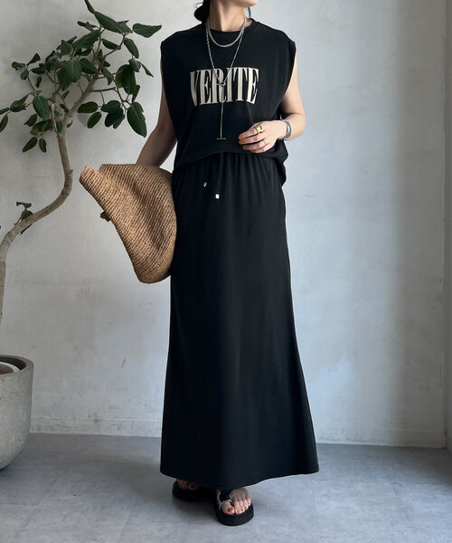 DouDou（ドゥドゥ）の「【セットアップ可】ソフトロングスカート（スカート・レディース・ブラック/レッド/ブラウン・FREE）」の7枚目の写真