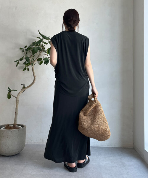 DouDou（ドゥドゥ）の「【セットアップ可】ソフトロングスカート（スカート・レディース・ブラック/レッド/ブラウン・FREE）」の8枚目の写真