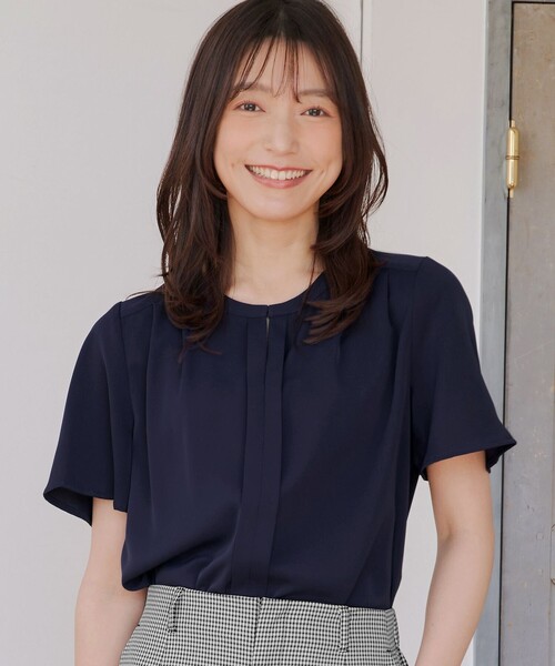 ブラウス シャツ 「2WAY・接触冷感」ノーカラーブラウス レディース Tiaclasse ブラウス シャツ 「2WAY・接触冷感」ノーカラー