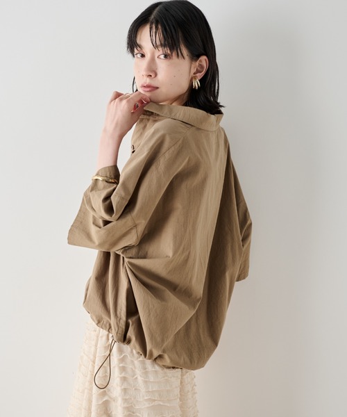 RISLEY リズレー 麻混 シャツ ジャケット 半袖 ドロスト イエロー セール】ドロスト半袖シャツ（シャツ/ブラウス）｜Shelly island