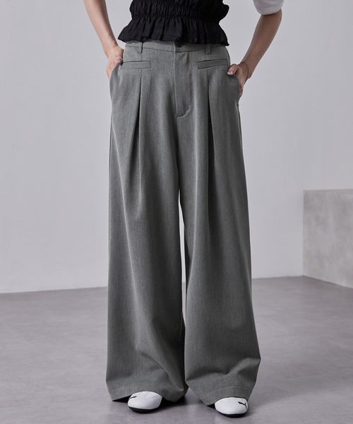 パンツ Niu Trousers セール】【nui nullu】センタータックヘビーワイドスラックス