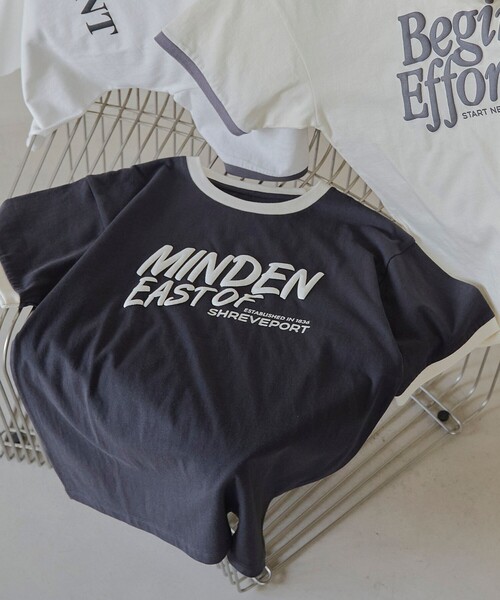 coen(コーエン)の「発砲ロゴ アソート プリントリンガーTシャツ(Tシャツ/カットソー・レディース・オフホワイト/ナチュラル/ダークグレー・L/M)」の2枚目の写真