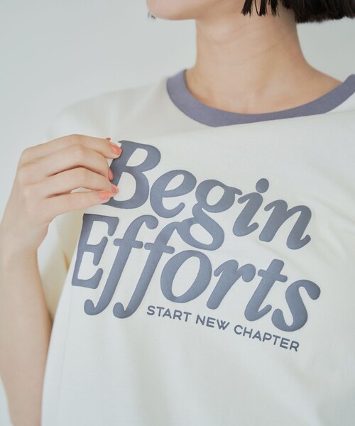 coen(コーエン)の「発砲ロゴ アソート プリントリンガーTシャツ(Tシャツ/カットソー・レディース・オフホワイト/ナチュラル/ダークグレー・L/M)」の8枚目の写真