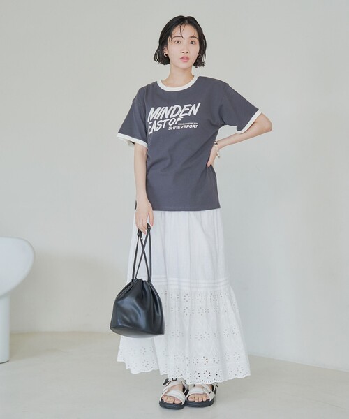coen(コーエン)の「発砲ロゴ アソート プリントリンガーTシャツ(Tシャツ/カットソー・レディース・オフホワイト/ナチュラル/ダークグレー・L/M)」の18枚目の写真