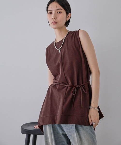 JEANASIS（ジーナシス）の「キョウネンイレヘムチュニックNS/573069（Tシャツ/カットソー・レディース・ブラウン/ブラック/オフホワイト・FREE）」の3枚目の写真