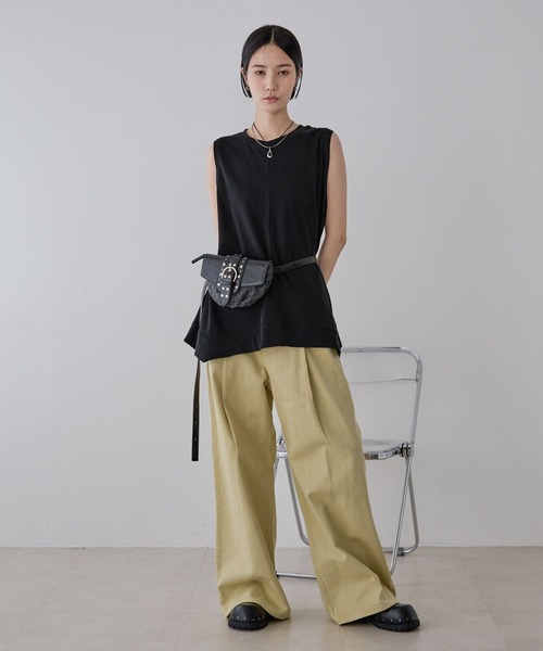 JEANASIS（ジーナシス）の「キョウネンイレヘムチュニックNS/573069（Tシャツ/カットソー・レディース・ブラウン/ブラック/オフホワイト・FREE）」の6枚目の写真