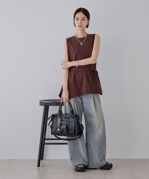 JEANASIS（ジーナシス）の「キョウネンイレヘムチュニックNS/573069（Tシャツ/カットソー・レディース・ブラウン/ブラック/オフホワイト・FREE）」の12枚目の写真