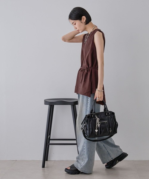 JEANASIS（ジーナシス）の「キョウネンイレヘムチュニックNS/573069（Tシャツ/カットソー・レディース・ブラウン/ブラック/オフホワイト・FREE）」の13枚目の写真