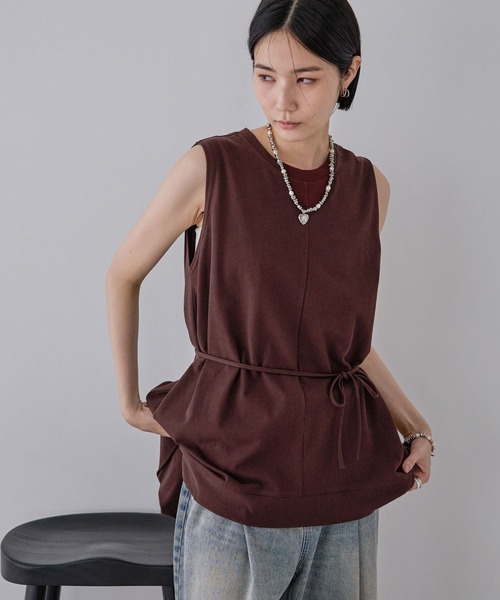 JEANASIS（ジーナシス）の「キョウネンイレヘムチュニックNS/573069（Tシャツ/カットソー・レディース・ブラウン/ブラック/オフホワイト・FREE）」の15枚目の写真