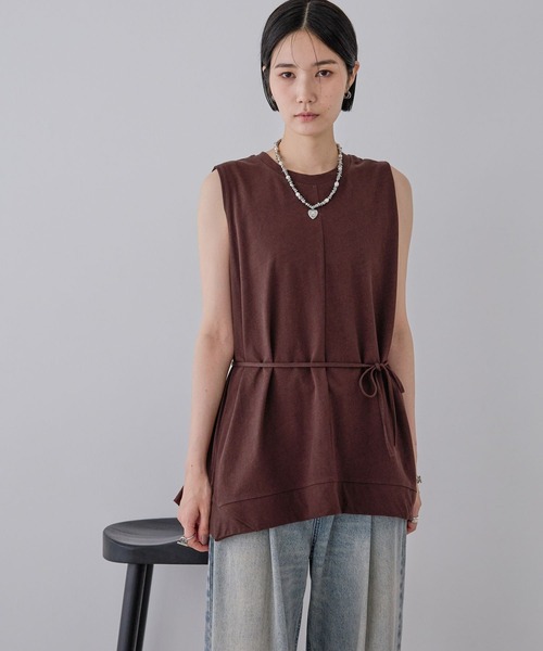 JEANASIS（ジーナシス）の「キョウネンイレヘムチュニックNS/573069（Tシャツ/カットソー・レディース・ブラウン/ブラック/オフホワイト・FREE）」の18枚目の写真