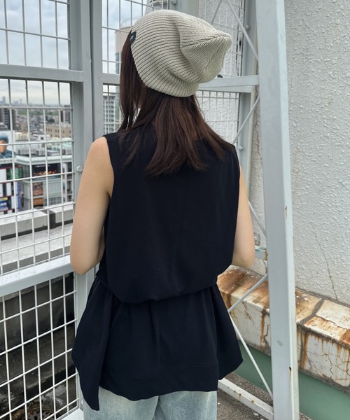 JEANASIS（ジーナシス）の「キョウネンイレヘムチュニックNS/573069（Tシャツ/カットソー・レディース・ブラウン/ブラック/オフホワイト・FREE）」の5枚目の写真