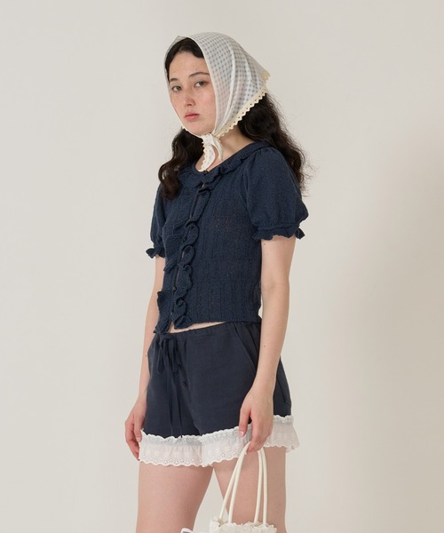 TINA:JOJUN(ティーナジョジュン)の「レース付き ショートパンツ TINA:JOJUN(その他パンツ・レディース・ホワイト/ネイビー・M)」の12枚目の写真