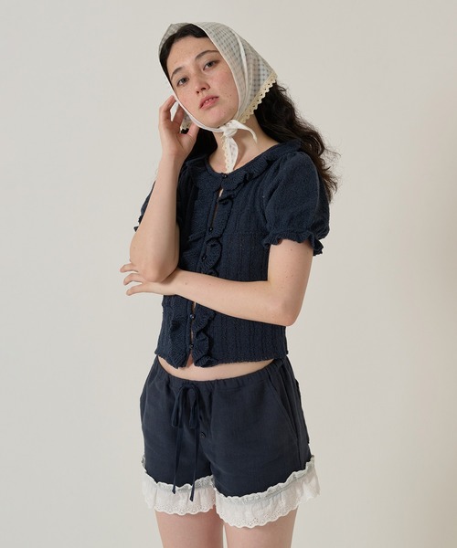 tina:jojun レース付きショートパンツ　M ネイビー レース付き ショートパンツ TINA：JOJUN（その他パンツ）｜TINA