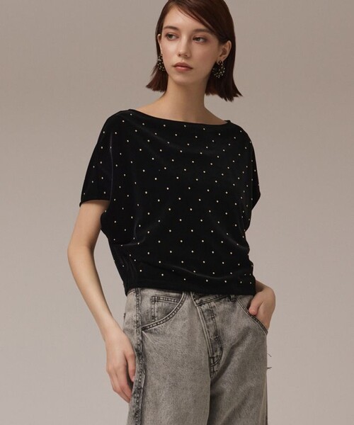 Diagram（ダイアグラム）の「ベロアルーズカットトップ（Tシャツ/カットソー・レディース・ブラック/グレー/ベージュ・36）」の2枚目の写真