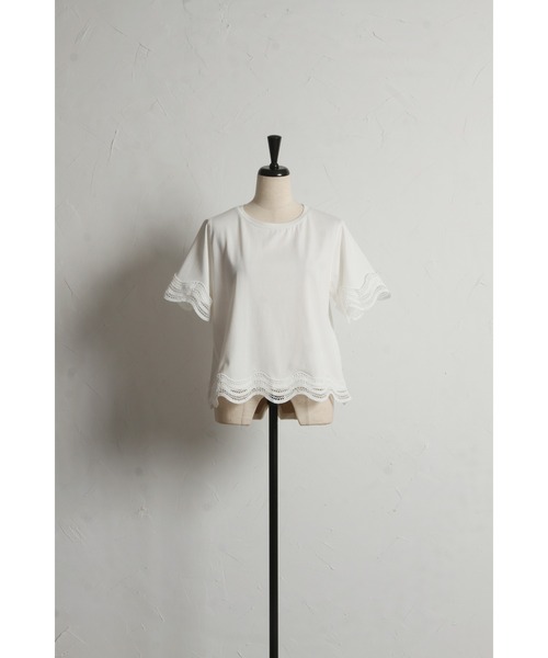 &. NOSTALGIA(アンドドットノスタルジア)の「【ZOZO限定】ヘムレースTシャツ(接触冷感・UVカット)(Tシャツ/カットソー・レディース・ブラック/ホワイト/チャコールグレー・M)」の22枚目の写真