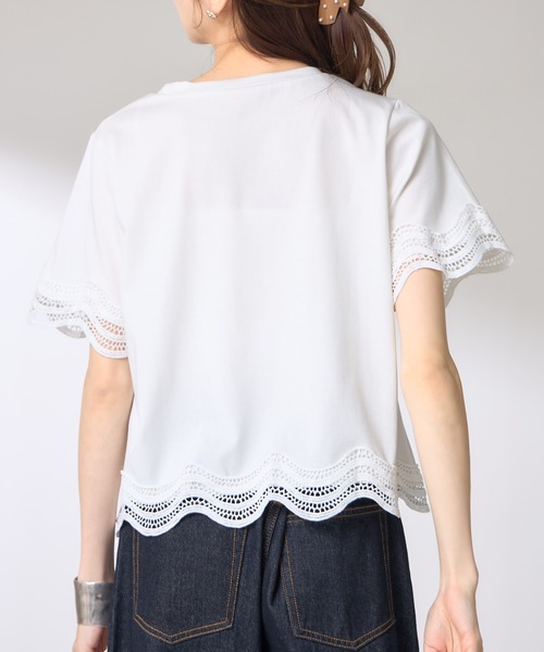 &. NOSTALGIA(アンドドットノスタルジア)の「【ZOZO限定】ヘムレースTシャツ(接触冷感・UVカット)(Tシャツ/カットソー・レディース・ブラック/ホワイト/チャコールグレー・M)」の13枚目の写真