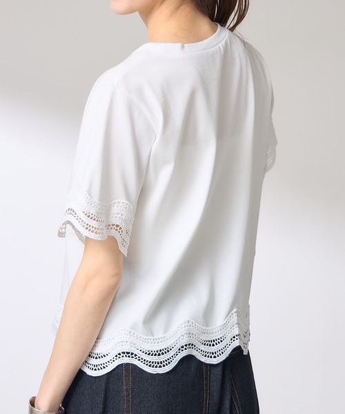 &. NOSTALGIA(アンドドットノスタルジア)の「【ZOZO限定】ヘムレースTシャツ(接触冷感・UVカット)(Tシャツ/カットソー・レディース・ブラック/ホワイト/チャコールグレー・M)」の14枚目の写真