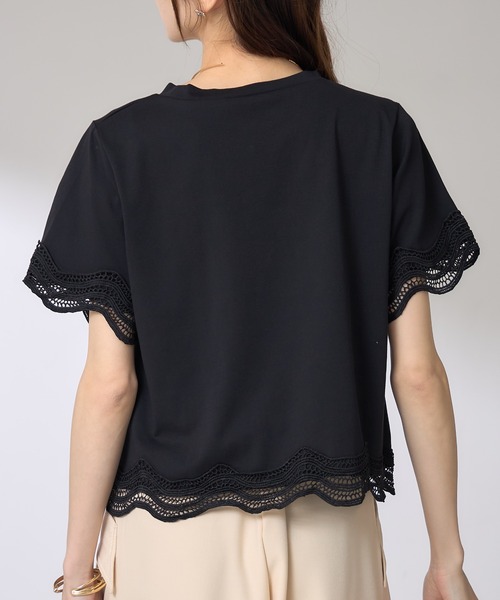 &. NOSTALGIA(アンドドットノスタルジア)の「【ZOZO限定】ヘムレースTシャツ(接触冷感・UVカット)(Tシャツ/カットソー・レディース・ブラック/ホワイト/チャコールグレー・M)」の18枚目の写真