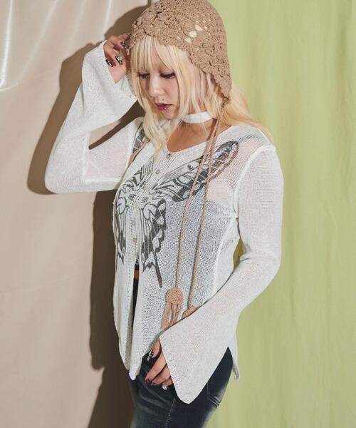 dispark（ディスパーク）の「DISPARK/フロントボタンバタフライカーデ（カーディガン/ボレロ・レディース・ブラック/アイボリー・FREE）」の5枚目の写真