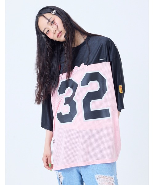 Little sunny bite(リトルサニーバイト)の「【little sunny bite】sporty mesh big tee(Tシャツ/カットソー・レディース・ホワイト/ピンク/ブラック・SMALL/MEDIUM)」の3枚目の写真