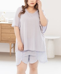 CLETTE（クレット）の「ルームウェアトップス＆ギンガムショートパンツセット（ルームウェア/パジャマ）」