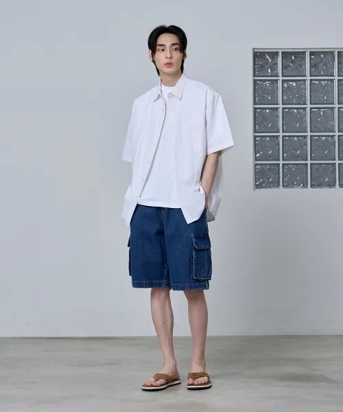 Vini(ヴィニ)の「【Vini】バミューダワイドワンタックカーゴデニムショーツ(デニムパンツ・レディース・ブルー系その他/インディゴブルー/グレー・MEDIUM/LARGE)」の16枚目の写真