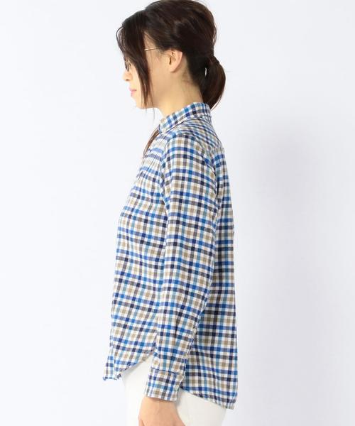 coen（コーエン）の「ラメネルチェックボタンダウンシャツ◆（シャツ/ブラウス・レディース・コバルトブルー/オレンジ・LARGE/MEDIUM/SMALL）」の5枚目の写真