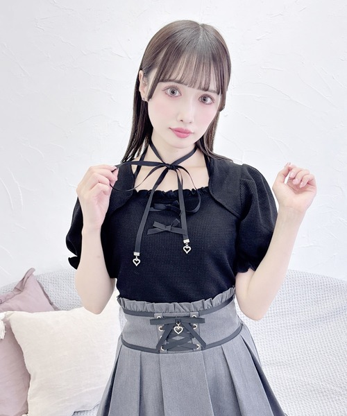 MA*RS(アメーバーマーズ)の「ケープリボントップス(Tシャツ/カットソー・レディース・グレー/ブラック/ホワイト/ブラック×ホワイト・FREE)」の20枚目の写真