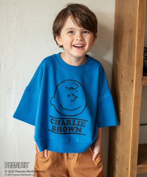 PEANUTS(ピーナッツ)の「【ピーナッツ75周年】×ブランシェス 7分袖Tシャツ(Tシャツ/カットソー・キッズ・キナリ/オレンジ/ブルー・100/120/130/110/90/140/150)」の1枚目の写真