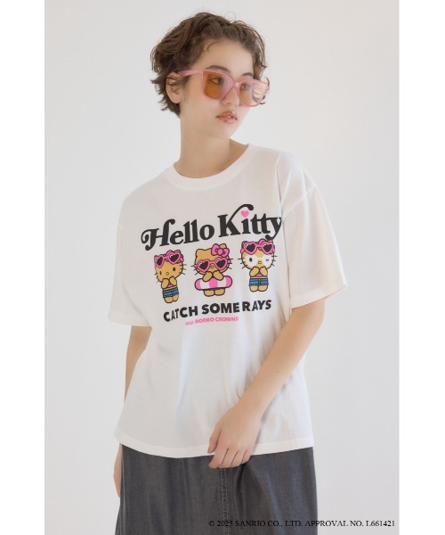 RODEO CROWNS WIDE BOWL（ロデオクラウンズワイドボウル）の「(サンリオキャラクターズ)SUNBURN キティ Tシャツ（Tシャツ/カットソー・レディース・ホワイト系その他/ピンク/ブラック/オフホワイト・SMALL/MEDIUM）」の3枚目の写真