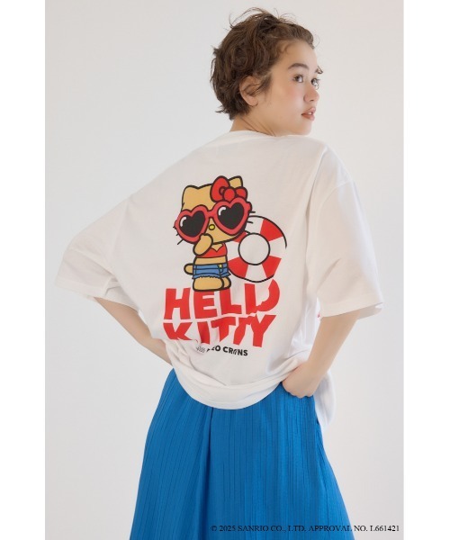 RODEO CROWNS WIDE BOWL（ロデオクラウンズワイドボウル）の「(サンリオキャラクターズ)SUNBURN キティ Tシャツ（Tシャツ/カットソー・レディース・ホワイト系その他/ピンク/ブラック/オフホワイト・SMALL/MEDIUM）」の2枚目の写真