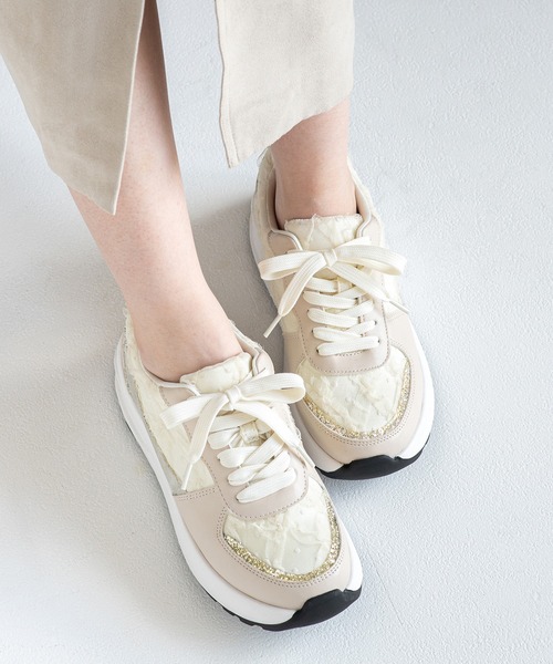 シェリー フリルレースレースアップスニーカー(211-55344)JELLY BEANS(ジェリー