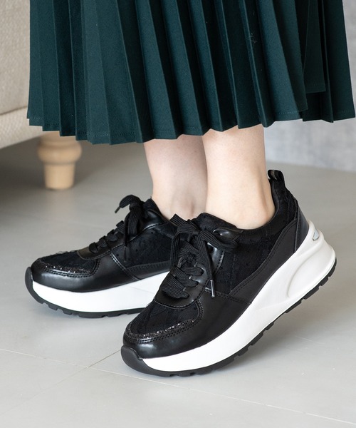 セール】フリルレースレースアップスニーカー(211-55344)JELLY