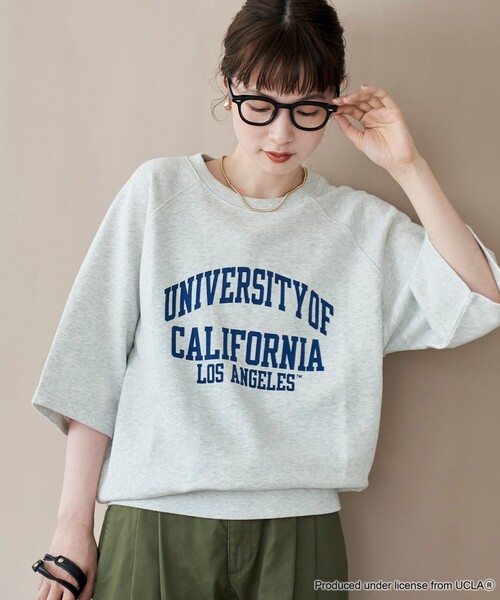 UCLA（ユーシーエルエー）の「【UCLA 別注】 カレッジプリント裏毛ハーフスリーブプルオーバー（Tシャツ/カットソー・レディース・ネイビー/コバルトブルー/ナチュラル・FREE）」の4枚目の写真