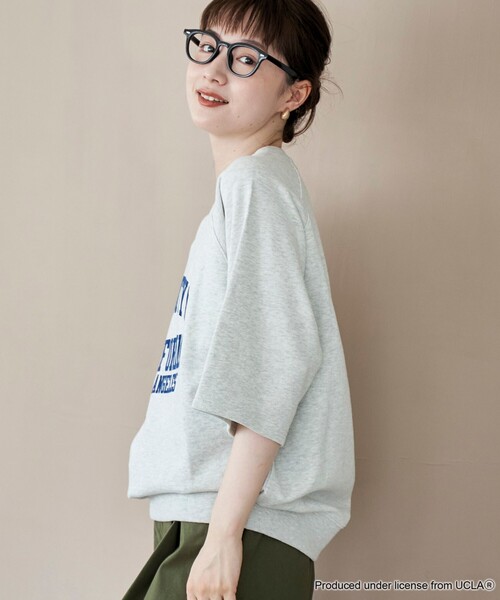 UCLA（ユーシーエルエー）の「【UCLA 別注】 カレッジプリント裏毛ハーフスリーブプルオーバー（Tシャツ/カットソー・レディース・ネイビー/コバルトブルー/ナチュラル・FREE）」の5枚目の写真
