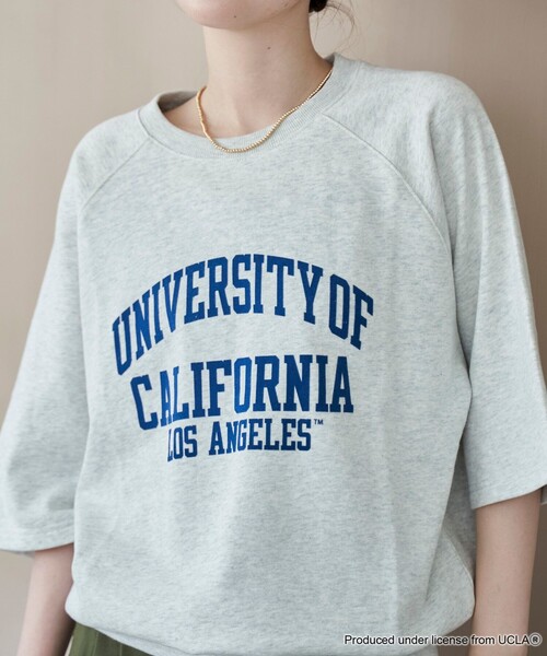 UCLA（ユーシーエルエー）の「【UCLA 別注】 カレッジプリント裏毛ハーフスリーブプルオーバー（Tシャツ/カットソー・レディース・ネイビー/コバルトブルー/ナチュラル・FREE）」の7枚目の写真