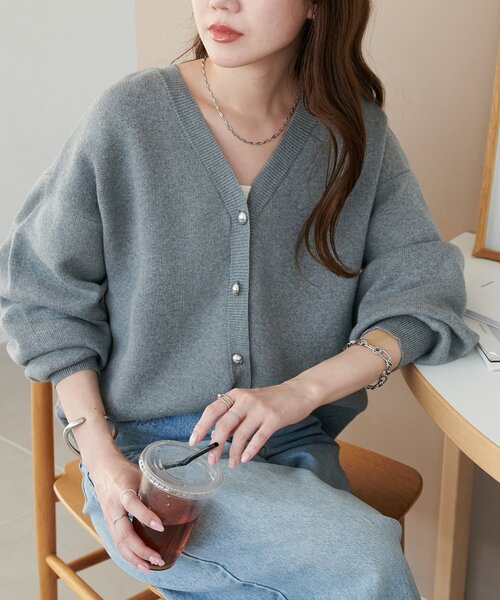 メタル釦スウェットライクカーディガン（カーディガン/ボレロ