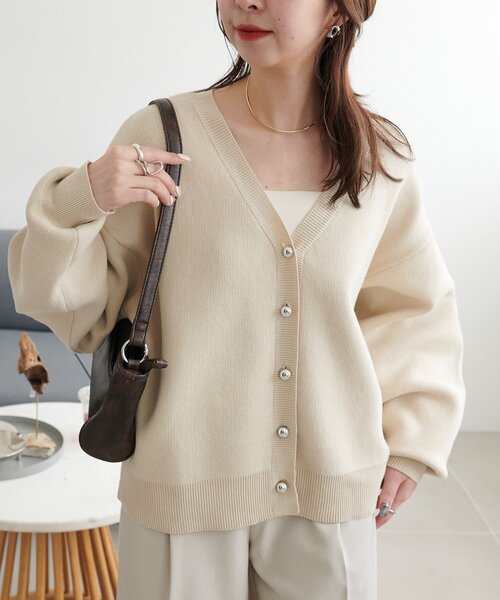 メタル釦スウェットライクカーディガン（カーディガン/ボレロ