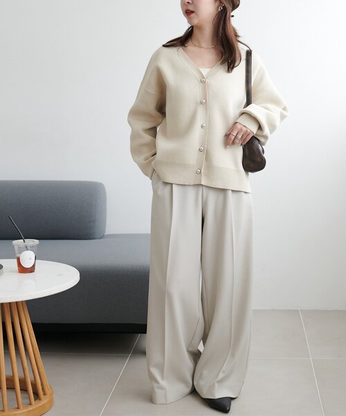 DISCOAT(ディスコート)の「メタル釦スウェットライクカーディガン(カーディガン/ボレロ・レディース・グレー/アイボリー/ブラック・FREE)」の16枚目の写真