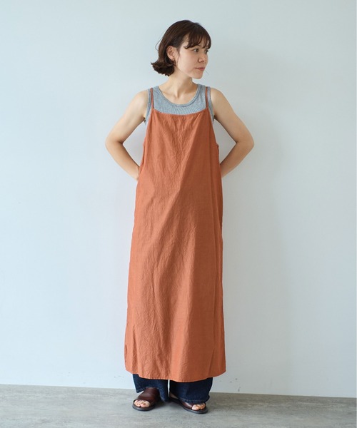 yuni ビュルデサボン 七分袖ワンピース コットンキュプラ product dye petti ワンピース（ワンピース