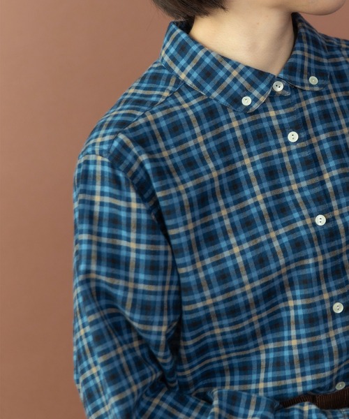 PAR ICI(パーリッシィ)の「ネルチェック 丸襟ボタンダウンシャツ(シャツ/ブラウス・レディース・ブルー/アイボリー・FREE)」の5枚目の写真