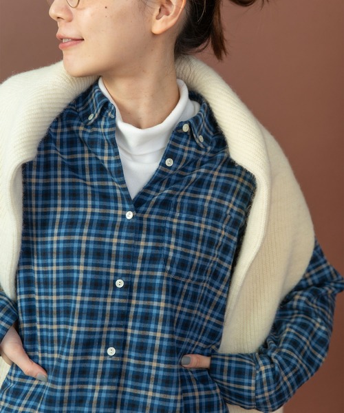 PAR ICI(パーリッシィ)の「ネルチェック 丸襟ボタンダウンシャツ(シャツ/ブラウス・レディース・ブルー/アイボリー・FREE)」の17枚目の写真