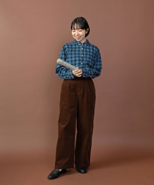 PAR ICI(パーリッシィ)の「ネルチェック 丸襟ボタンダウンシャツ(シャツ/ブラウス・レディース・ブルー/アイボリー・FREE)」の6枚目の写真