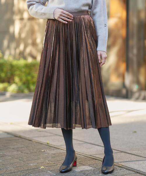 DRESSTERIOR（ドレステリア）の「【洗える/ストレッチ性/オンオフ】箔プリントプリーツスカート（スカート・レディース・ゴールド/ブラウン系/ネイビー・40/38/36/34）」の19枚目の写真